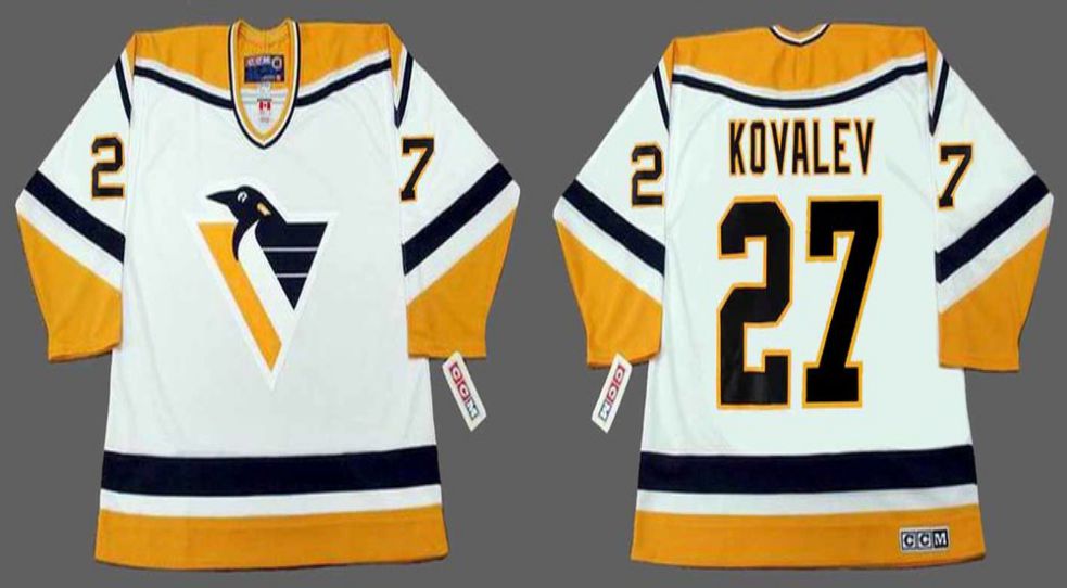 2019 Men Pittsburgh Penguins #27 Kovalev White CCM NHL jerseys->pittsburgh penguins->NHL Jersey
